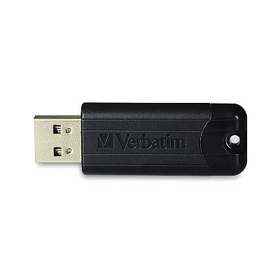 Verbatim PinStripe USB 3.2 Flash Drive, 32 GB, Black (VER49317)
