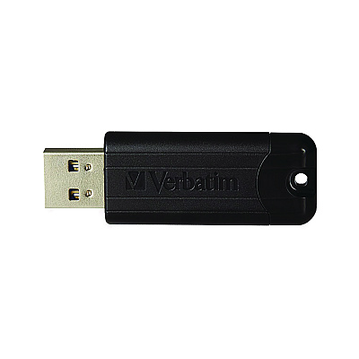 Verbatim PinStripe USB 3.2 Flash Drive, 256 GB, Black (VER49320)