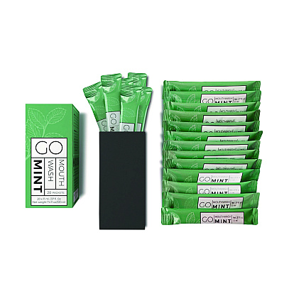 Go Mouthwash Individual Mouthwash Packets, Display Pack, Mint Flavor, 0.37 oz Packet, 20/Pack (GMHMW20)