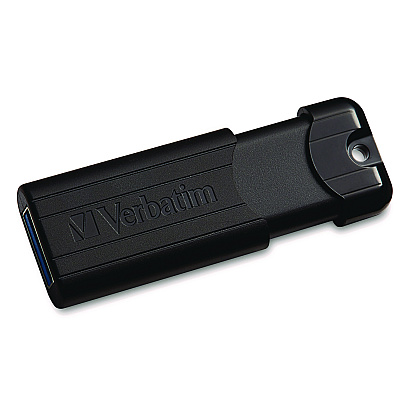 Verbatim PinStripe USB 3.2 Flash Drive, 32 GB, Black (VER49317)