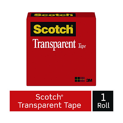 Scotch Transparent Tape, 1" Core, 0.5" x 72 yds, Transparent (MMM600122592)