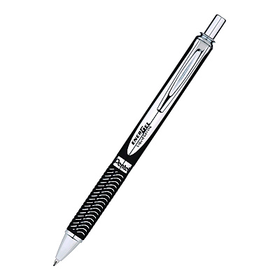 Pentel EnerGel Alloy RT Gel Pen, Retractable, Medium 0.7 mm, Black Ink, Black/Aluminum Barrel (PENBL407ABPA)