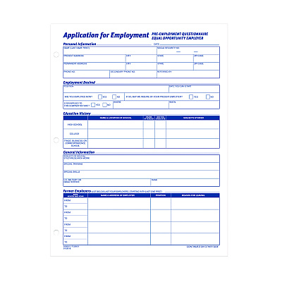 Adams Employment Applications, One-Part (No Copies), 11 x 8.38, 50 Forms/Pad, 2 Pads/Pack (ABF9661)