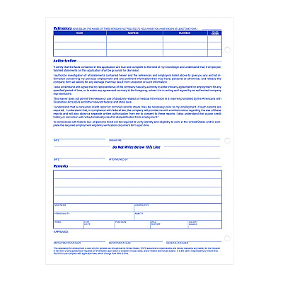 Adams Employment Applications, One-Part (No Copies), 11 x 8.38, 50 Forms/Pad, 2 Pads/Pack (ABF9661)