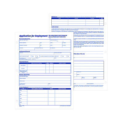 Adams Employment Applications, One-Part (No Copies), 11 x 8.38, 50 Forms/Pad, 2 Pads/Pack (ABF9661)