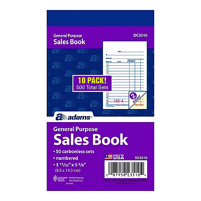 Adams Multipart General-Purpose Sales Pad, Two-Part Carbonless, 3.34 x 5.13, 50 Forms/Pad, 10 Pads/Pack (ABFDC3510)