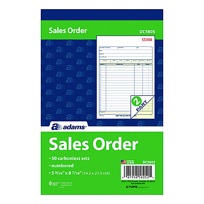 Adams Multipart Sales Order Pad, Two-Part Carbonless, 5.56 x 7.94, 50 Forms/Pad, 10 Pads/Box (ABFDC580510)