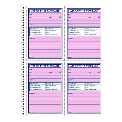 Adams Important Message Book, Two-Part Carbonless, 4 Forms/Sheet, 200 Forms Total (ABFSC1184D)