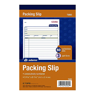 Adams Multipart Packing List Forms, Three-Part Carbonless, 5.56 x 7.94, 50 Forms Total (ABFT5082)