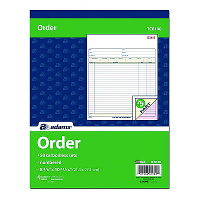 Adams Multipart Sales Order Pad, Three-Part Carbonless, 8.34 x 10.19, 50 Forms Total (ABFTC8100)