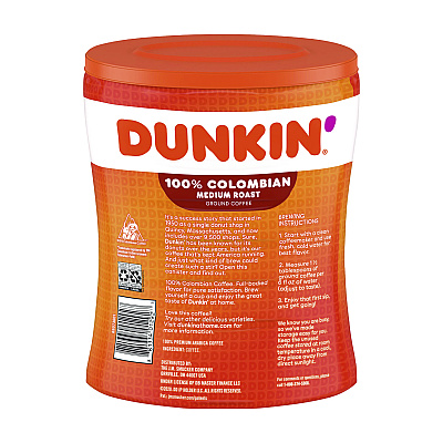Dunkin Donuts Columbian Coffee, 27.05 oz Canister (GMT8133401292)