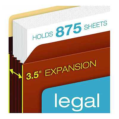 Pendaflex Tyvek Heavy-Duty Reinforced File Pockets, 3.5" Expansion, Letter Size, Redrope, 10/Box (PFXC1524EHD10)