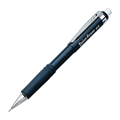 Pentel Twist-Erase III Mechanical Pencil, 0.5 mm, HB (#2), Black Lead, Black/Blue Barrel, 2/Pack (PENQE515BPK6)