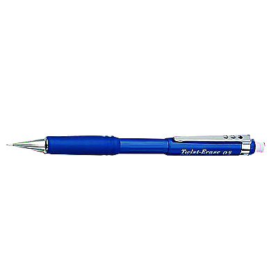 Pentel Twist-Erase III Mechanical Pencil, 0.5 mm, HB (#2), Black Lead, Black/Blue Barrel, 2/Pack (PENQE515BPK6)