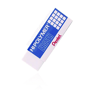 Pentel Hi-Polymer Eraser Assortment, (4) Pencil Caps/(1) Large Block/(1) Small Block, White, 6/Pack (PENZEH2510BP)