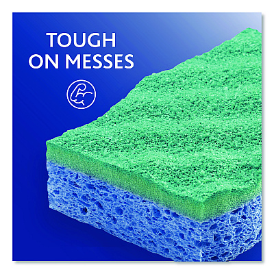 O-Cedar Scrunge Non-Scratch Scrub Sponge, 2.63 x 4.25, 1" Thick, Green/Blue, 2/Pack, 8 Packs/Carton (169431CT)