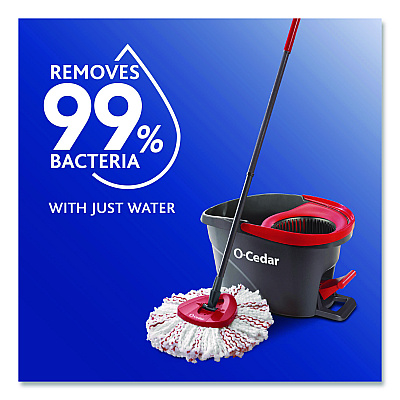 O-Cedar EZWring Deep Clean Refill, Patented Microfiber, Custom Size for EZ Wring Mop Systems, Red/White, 4/Carton (170500CT)