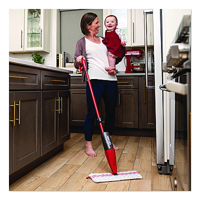 O-Cedar ProMist MAX Spray Mop, Red/White/Gray Microfiber Head, 48" Red/Black/Gray Plastic Handle (173563EA)