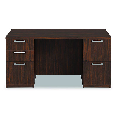 Alera Seville Series Double Pedestal Desk, 60" x 30" x 29", Mahogany (SVDP6030MY)