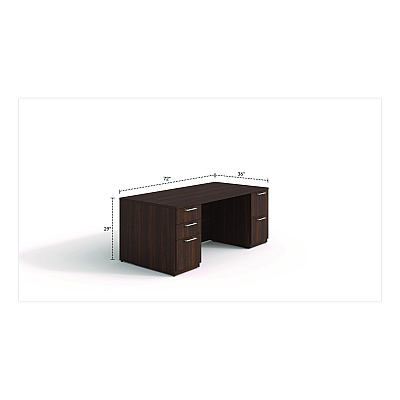 Alera Seville Series Double Pedestal Desk, 72" x 36" x 29", Mahogany (SVDP7236MY)