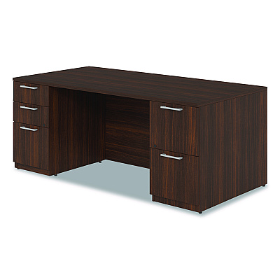 Alera Seville Series Double Pedestal Desk, 72" x 36" x 29", Mahogany (SVDP7236MY)