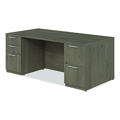 Alera Seville Series Double Pedestal Desk, 72" x 36" x 29", Walnut (SVDP7236WA)