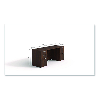 Alera Seville Series Double Pedestal Credenza, 72w x 24d x 29h, Mahogany (SVDPC7224MY)
