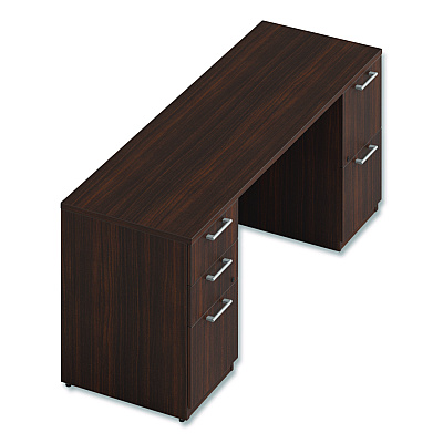 Alera Seville Series Double Pedestal Credenza, 72w x 24d x 29h, Mahogany (SVDPC7224MY)