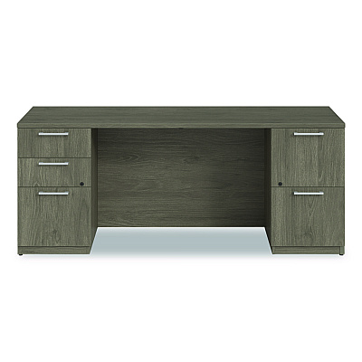 Alera Seville Series Double Pedestal Credenza, 72w x 24d x 29h, Walnut (SVDPC7224WA)