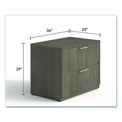 Alera Seville Series Lateral File Cabinet, 2 Legal-Size File Drawers, Walnut, 36" x 24" x 29" (SVLF3624WA)