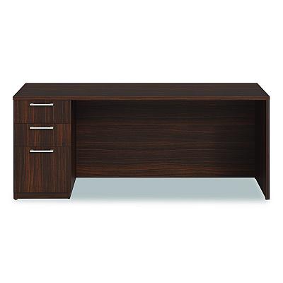 Alera Seville Series Credenza with Pedestal, Left Pedestal, 72w x 24d x 29h, Mahogany (SVLSPC7224MY)