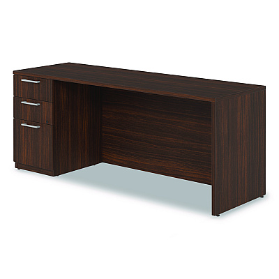 Alera Seville Series Credenza with Pedestal, Left Pedestal, 72w x 24d x 29h, Mahogany (SVLSPC7224MY)