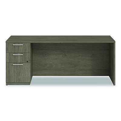 Alera Seville Series Credenza with Pedestal, Left Pedestal, 72w x 24d x 29h, Walnut (SVLSPC7224WA)