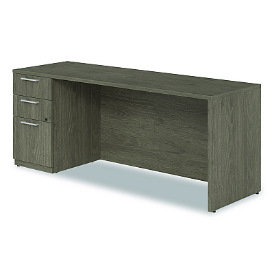 Alera Seville Series Credenza with Pedestal, Left Pedestal, 72w x 24d x 29h, Walnut (SVLSPC7224WA)