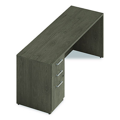 Alera Seville Series Credenza with Pedestal, Left Pedestal, 72w x 24d x 29h, Walnut (SVLSPC7224WA)