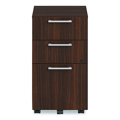 Alera Seville Series Mobile Pedestal, Left/Right, 3-Drawer: Box/Box/File, Legal, Mahogany, 15" x 18" x 27" (SVMPBBFMY)