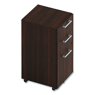 Alera Seville Series Mobile Pedestal, Left/Right, 3-Drawer: Box/Box/File, Legal, Mahogany, 15" x 18" x 27" (SVMPBBFMY)