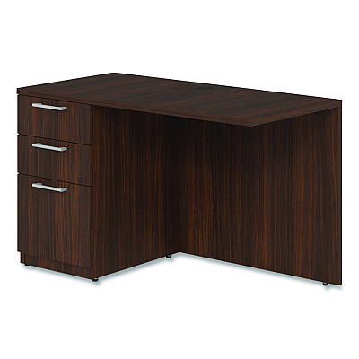 Alera Seville Series Desk Return with Pedestal, Left, 48" x 24" x 29", Mahogany (SVRLP4824MY)