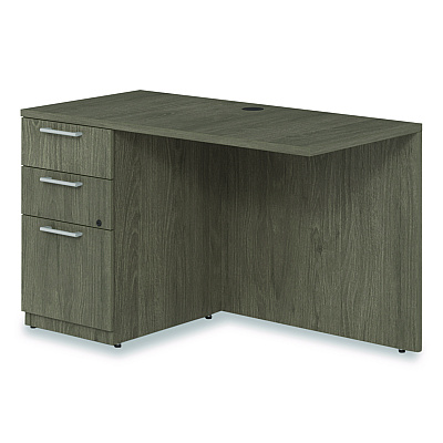 Alera Seville Series Desk Return with Pedestal, Left, 48" x 24" x 29", Walnut (SVRLP4824WA)