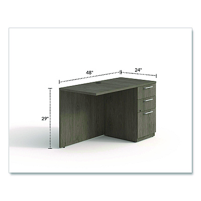 Alera Seville Series Desk Return with Pedestal, Right, 48" x 24" x 29", Walnut (SVRRP4824WA)