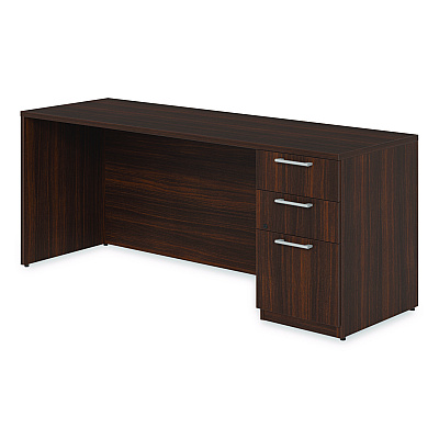 Alera Seville Series Credenza with Pedestal, Right Pedestal, 72w x 24d x 29h, Mahogany (SVRSPC7224MY)