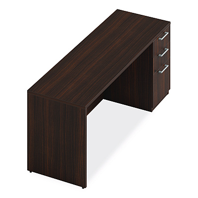 Alera Seville Series Credenza with Pedestal, Right Pedestal, 72w x 24d x 29h, Mahogany (SVRSPC7224MY)