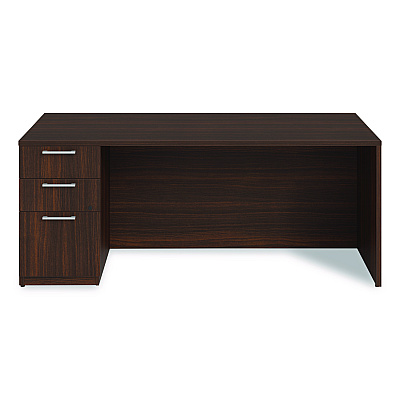 Alera Seville Series Single Pedestal Desk, Left Pedestal, 72" x 36" x 29", Mahogany (SVSPL7236MY)