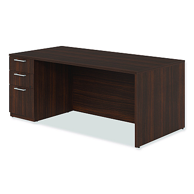 Alera Seville Series Single Pedestal Desk, Left Pedestal, 72" x 36" x 29", Mahogany (SVSPL7236MY)