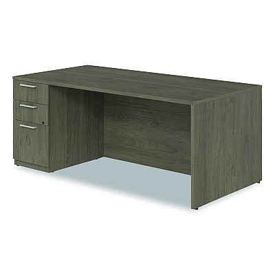 Alera Seville Series Single Pedestal Desk, Left Pedestal, 72" x 36" x 29", Walnut (SVSPL7236WA)