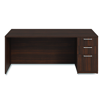 Alera Seville Series Single Pedestal Desk, Right Pedestal, 72" x 36" x 29", Mahogany (SVSPR7236MY)