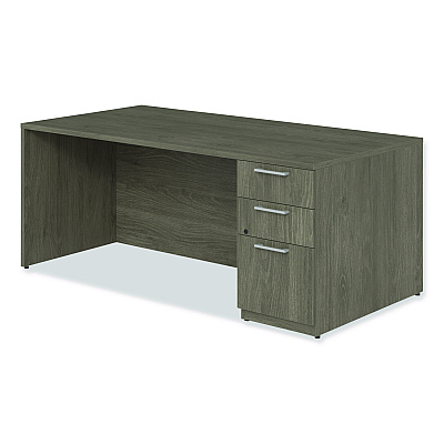 Alera Seville Series Single Pedestal Desk, Right Pedestal, 72" x 36" x 29", Walnut (SVSPR7236WA)