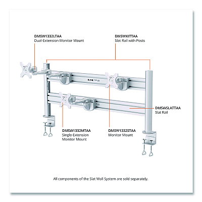 Tripp Lite Slat Rail with Posts for Slat Wall System for 32" TVs, 8.1w x 5.7d x 5.51h, Silver, Supports 33 lb (DMSWKITTAA)