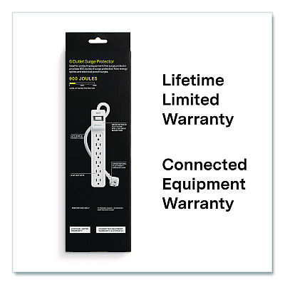 NXT Technologies 6-Outlet Surge Protector, 6 AC Outlets, 12 ft Cord, 900 J, White (NX61425)