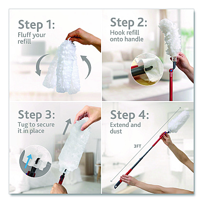 O-Cedar Flex and Catch Heavy-Duty Dusting Kit, 1 Duster Wand and 3 Refills (172148EA)